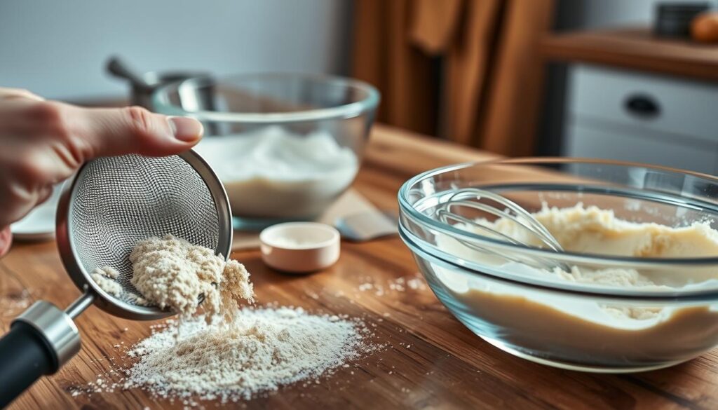A close-up shot of a wooden table with various baking tools and ingredients, including a metal sifter, a whisk, and a glass bowl filled with maple powder. The table is illuminated by soft, warm lighting, creating a cozy and inviting atmosphere. In the foreground, a hand is gently sifting the maple powder, capturing the process of incorporating it into a recipe. The middle ground features a mixing bowl with partially mixed batter, hinting at the creation of a delectable maple-infused treat. The background showcases a clean, minimal kitchen setting, emphasizing the focus on the maple powder baking techniques. A close-up shot of a wooden table with various baking tools and ingredients, including a metal sifter, a whisk, and a glass bowl filled with maple powder. The table is illuminated by soft, warm lighting, creating a cozy and inviting atmosphere. In the foreground, a hand is gently sifting the maple powder, capturing the process of incorporating it into a recipe. The middle ground features a mixing bowl with partially mixed batter, hinting at the creation of a delectable maple-infused treat. The background showcases a clean, minimal kitchen setting, emphasizing the focus on the maple powder baking techniques.