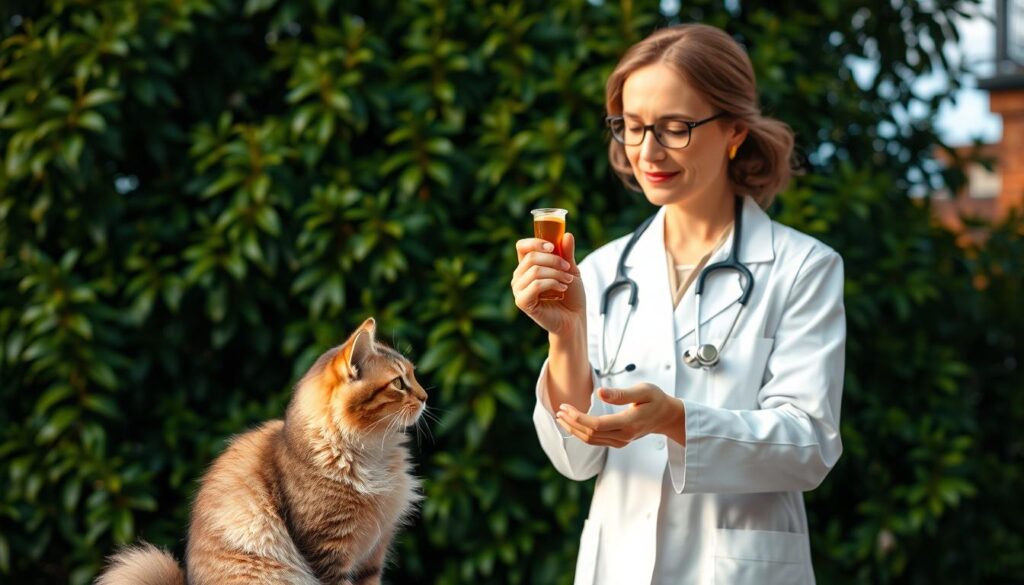 A veterinarian in a crisp white coat stands before a backdrop of lush greenery, offering gentle guidance on a feline's safe consumption of rich, golden maple syrup. Warm lighting casts a cozy glow, while the veterinarian's expression exudes expertise and care. In the foreground, a curious cat sits attentively, its eyes filled with wonder as it observes the veterinarian's demonstration. The scene conveys the importance of responsible pet ownership and the valuable insights provided by animal health professionals. A veterinarian in a crisp white coat stands before a backdrop of lush greenery, offering gentle guidance on a feline's safe consumption of rich, golden maple syrup. Warm lighting casts a cozy glow, while the veterinarian's expression exudes expertise and care. In the foreground, a curious cat sits attentively, its eyes filled with wonder as it observes the veterinarian's demonstration. The scene conveys the importance of responsible pet ownership and the valuable insights provided by animal health professionals.