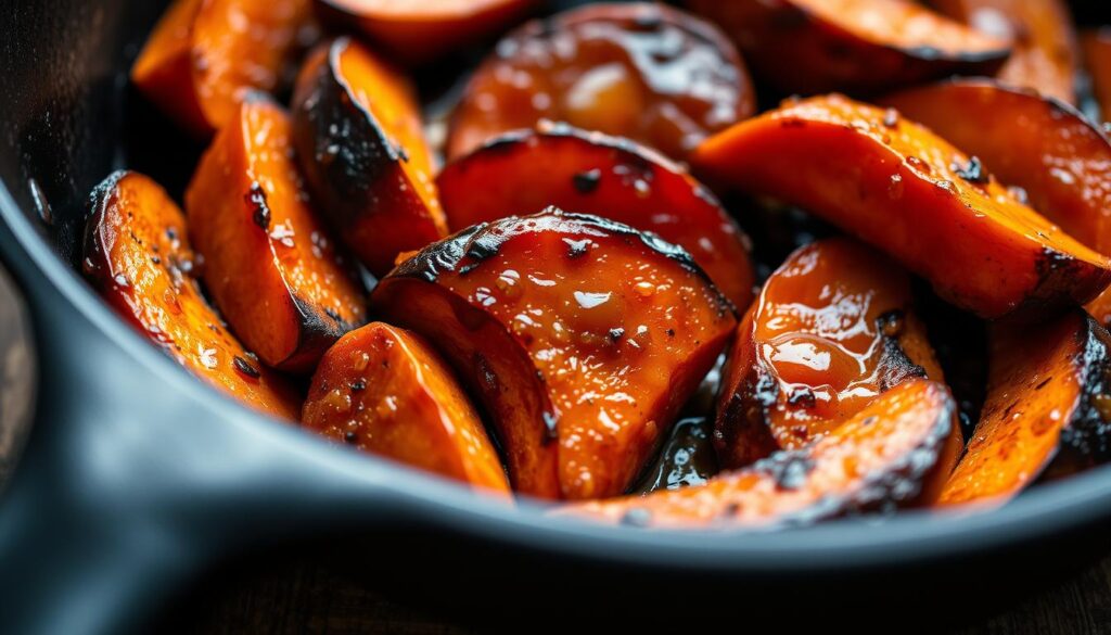 Maple Syrup Glazed Sweet Potatoes Caramelization